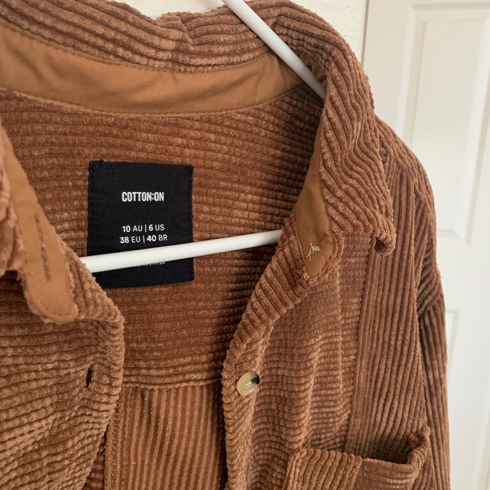 Cotton On Cropped brown corduroy shacket, raw hem